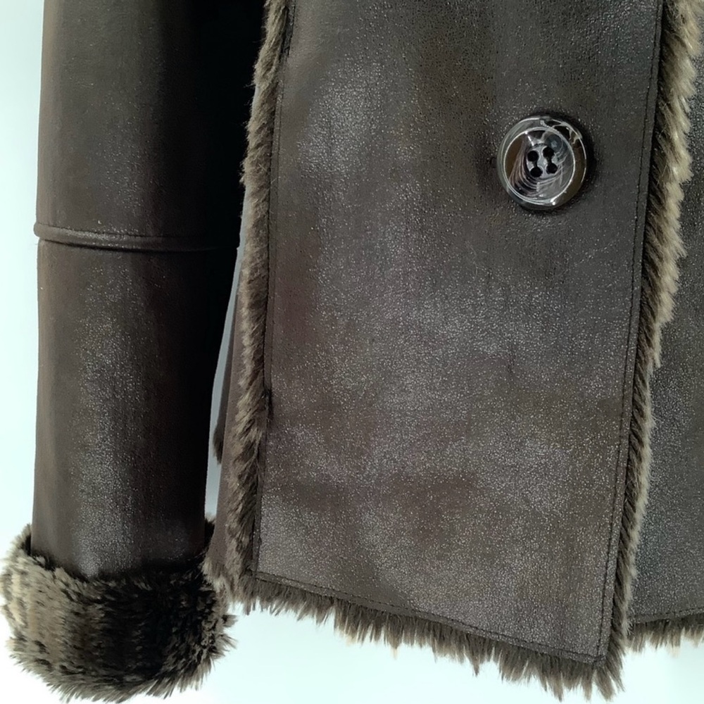 CHICO’s Brown Faux Fur Trimmed Women's Jacket - Picture 12 of 16